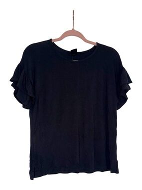 Agnes & Dora Black Ruffle Sleeve Top, SIZE XS. EUC!